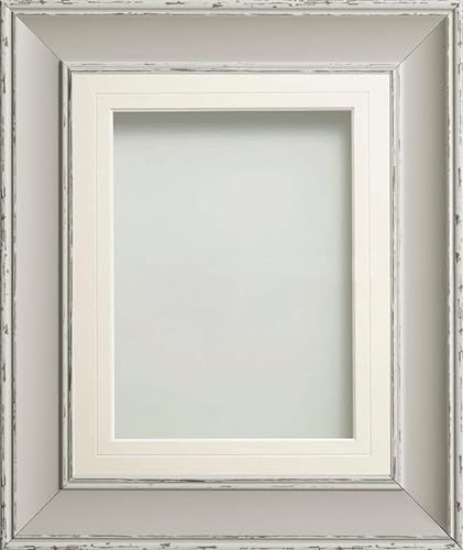 Frame Company Brooke Moonstone Grey Photo Frame, White V-Groove Mount, 12x12 for 10x10 inch, fitted with perspex