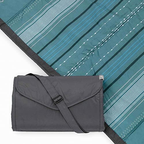 Little Unicorn 5'x7' Outdoor Family Picnic & Beach Blanket - Durable & Water-Resistant Fabric - Compact Fold & Easily Wipes Clean - Zipper Pocket (Shoreline Stripe)