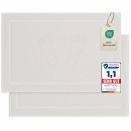 Komfortec Bath Mat 2 pcs,%100 Coton & 800 g/m², Washable, Absorbent, Quick Drying, 50 x 80 cm, White