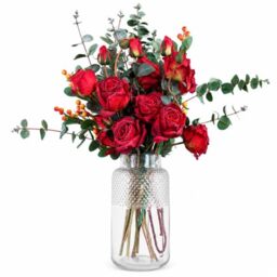 Leaf Design Artificial Flower Display with Vase