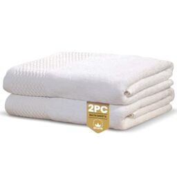 Rapport Home Eden Weave Bath Sheets 2 Pack - White 90x140cm - Luxurious 500GSM 100% Cotton - Oeko-Tex Certified Absorbent & Soft Bathroom Towels