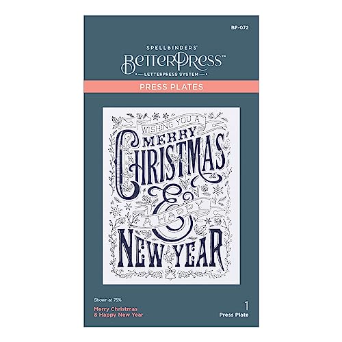 Spellbinders Merry Christmas & Happy New Year Press Plate from the BetterPress Christmas Collection
