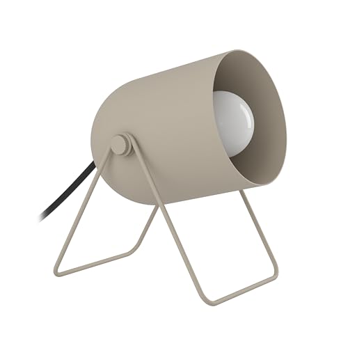 Eglo Small Bedside lamp Tilston, Table Light Fitting with Adjustable Spotlight, Living Room and Bedroom Lighting, Sand Beige Metal, E14 Socket, L 12.5 cm