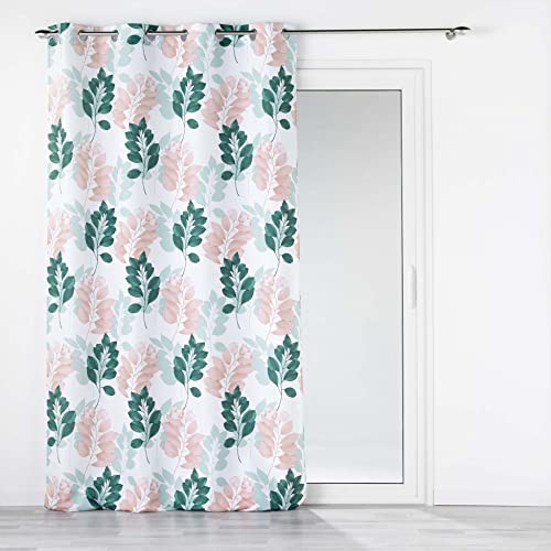 Douceur d'Intérieur, Belline White Emerald Printed Polyester Eyelet Curtain 140 x 280 cm