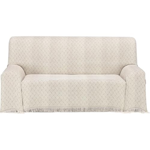 ECOMMERC3 - Multipurpose Bedspread Size 230 x 260 cm for Sofa or Bed ??? Multi-purpose Foulard Extra Soft Feel Beige