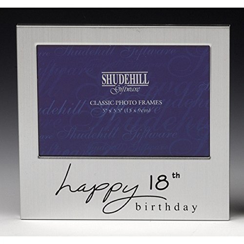 "Shudehill 5"" x 3"" Happy 18th Photo Frame Birthday Occasion Gifts 72218, Metal, Silver,Photo Size 5"" x 3.5"""
