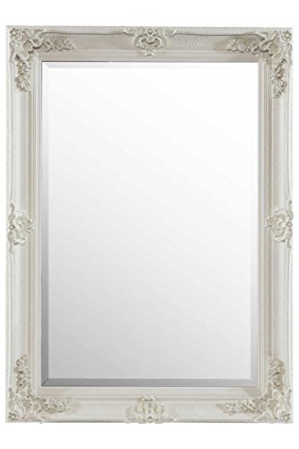 "Mirror Abbey Cream 'Shabby Chic' Rectangle Antique Framed Wall (44""x32""), Wood,White,GL066-3"