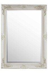 "Mirror Abbey Cream 'Shabby Chic' Rectangle Antique Framed Wall (44""x32""), Wood,White,GL066-3"