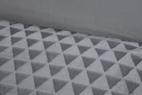 Rapport Home Diamond Cut Luxury Teddy Fleece Bedding Set - Double, Silver - Embossed Geometric Textured Duvet Cover & Pillowcases