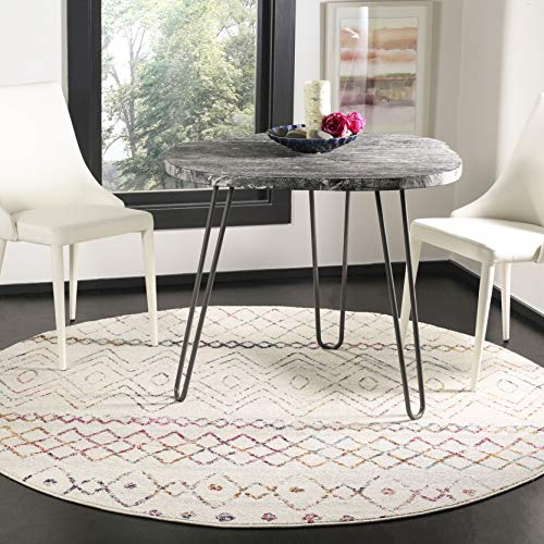 Safavieh Boho Rug for Living Room, Dining Room, Bedroom - Madison Collection, Short Pile, in Ivory and Fuchsia, 200 x 200 cm