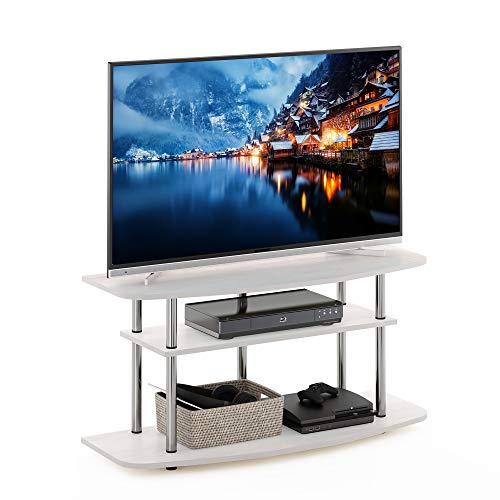 Furinno TURN-N-TUBE TV Stand, 3-Tier Entertainment Center,TV Console for TV up to 46 Inch, for Living Room, Bedroom, White Oak