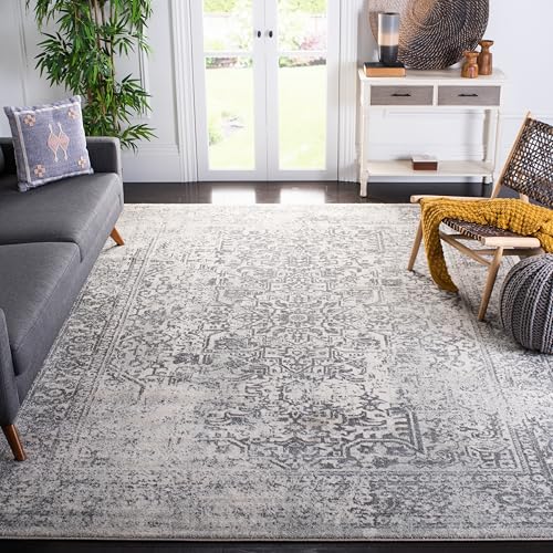 Safavieh Traditional Rug for Living Room, Dining Room, Bedroom - Evoke Collection, Short Pile, in Ivory and Grey, 244 x 305 cm