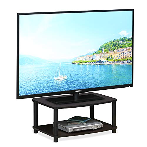 Furinno TURN-N-TUBE TV Riser Stand, 2-Tier Small Elevated No Tools TV Stand, TV Console for TV up to 32 inch, 15.8 x 23.8 x 11, for Living Room, Bedroom, Dark Walnut