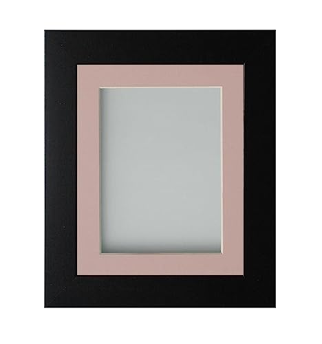 Frame Company Watson Matte Black Picture Photo Frame fitted with Perspex, 8x8 inch with Pink Mount for image size 5x5 inch