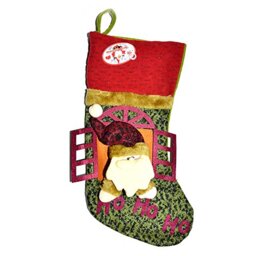 SHATCHI Large Traditional Deluxe Hand Crafted 3D Santa Stocking Sock Sack Christmas Xmas Gifts Bag Toys Sweets Tree Decorations 46cm Long