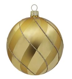 Set of 6 Baubles (Diameter 8 cm) Hand-Blown and Decorated Glass Baubles for Christmas Tree Decoration