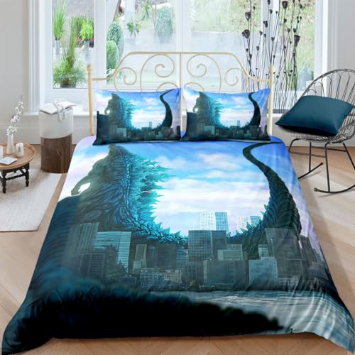 sonicpony Duvet Cover Set Boys Queen Size Dinosaur Comforter Cover Bedding Set 3D Kids Microfiber 1 Piece Duvet Cover with Zipper Closure 2 Pieces Pillow Shames No Comforter (Dino32, Full/Queen)