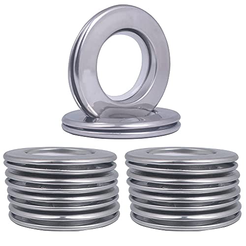 "Stainless Steel Curtain Grommet, Inner Diameter Metal Curtain Rings with Eyelets 1-9/16""(40mm) Roman Ring Grommet Curtains Stainless for Bathroom Window,Set of 10 (Lighting Silver)"