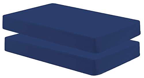 "Gilbins Cot Size 30"" x 75"" Fitted Sheet, Made of Cotton, Perfect for Camp Bunk Beds/RVs/Guest Beds (2 Pack Navy)"