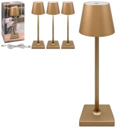 L & P Home & Gifts Lesser & Pavey Gold Rechargeable Touch Lamp - Gift for Women & Men - Bedside Nightstand Table Lamp - Battery Powered Touch Control Night Lights