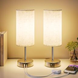 UPXNBOR Bedside Lamps Set of 2, Touch Table Lamps for Bedroom, Living Room