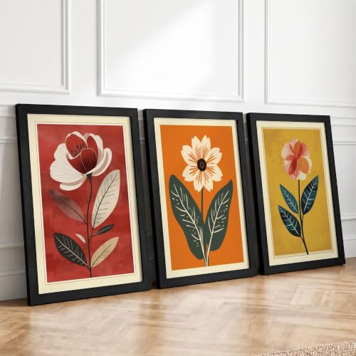 Modern Botanical Blooms Botanical Set of 3 Framed Wall Art Prints A4
