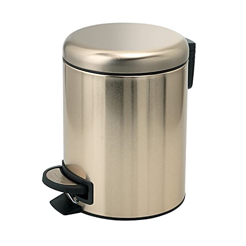 Gedy G-Potty Bathroom Bin Gold 3 L, Measurements: 25.1 x 17.4 x 22.6 cm, Stainless Steel and Polypropylene, Bathroom Basket with Soft Close Closure, Removable Basket, R&D Design, 2 Year Warranty