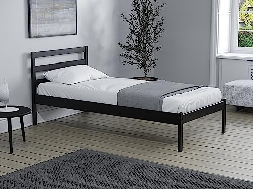 Birlea Black Single Bed Frame 3FT Bedstead Luka Solid Pine Traditional Design