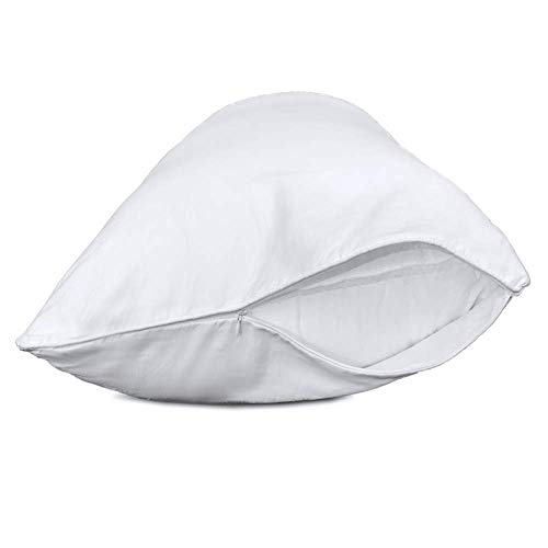 Precoco Pillow Cases Standard Size Set of 2 - 100% Cotton White Pillowcases Standard with 600 Threads - Stable Pillow Covers with Zipper Hidden for Wrinkle-free & Reduces Respiratory Irritation, 20x26