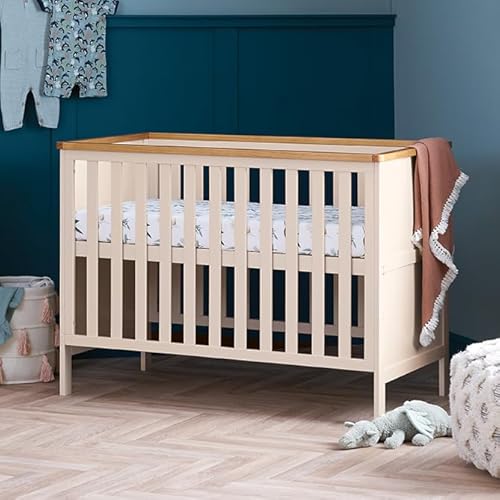Obaby Evie Mini Cot Bed – Cashmere – Convertible Baby Cot to Toddler Bed with Adjustable Mattress Base