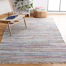 Safavieh Modern Indoor Flatweave Rectangle Area Rug, Rag Rug Collection, RAR121, in Grey / Multi, 122 X 183 cm for Living Room, Bedroom or Any Indoor Space