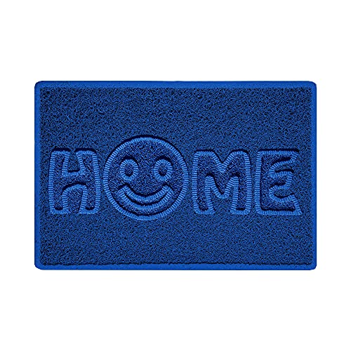 Nicoman SMILEY FACE Embossed Shape Door Mat Dirt-Trapper Jet-Washable Doormat-(Use Indoor or Sheltered Outdoor)- (60x40cm/23.6x15.7inches, Small) Blue