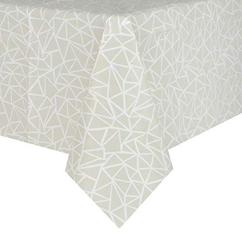 Micro-Pro Grey Geometric PVC Tablecloth Vinyl Table Cover Protector Rectangular Home Accessory Room Decoration 140x240cm, XS6022