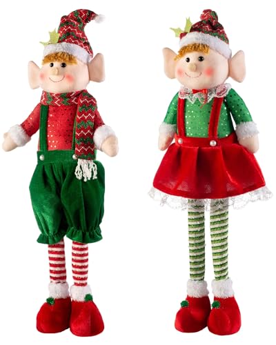 WeRChristmas Set of 2 Standing Christmas Elf Decorations, Multi-Colour, 60cm