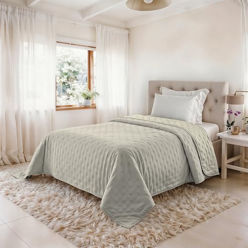 Sabbia/Crema Water Washed Summer Quilt Microfibre Duvet Quilt and 100 g Filling Single 160 x 250 cm