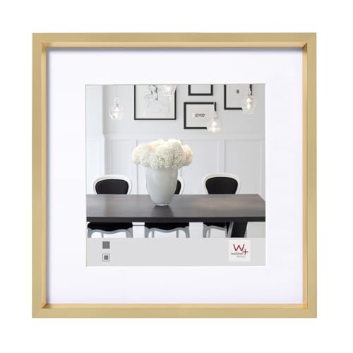 walther design Picture Frame Gold 40 x 40 cm with PassepArtout, Steel Style Plastic Frame ES440G