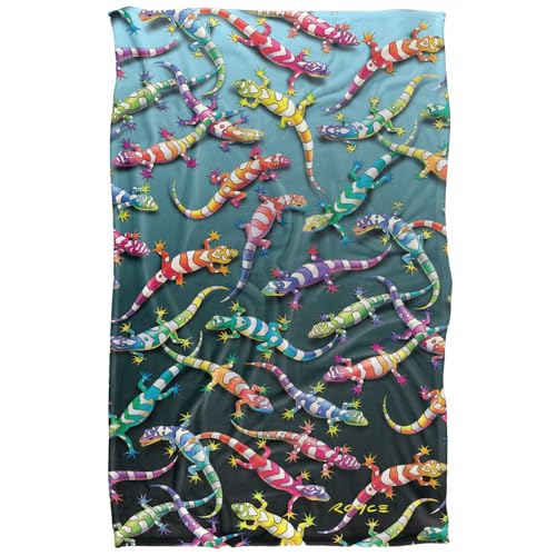 Jq Licensing - Royce Mcclure Rainbow Geckos Pattern Silky Touch Super Soft Throw Blanket 91 x 147 Cm