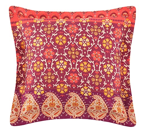 Bassetti Laglio O1 cushion cover made from 100% cotton mako satin in the color orange, dimensions 40 cm x 40 cm, 9320546, assorted design