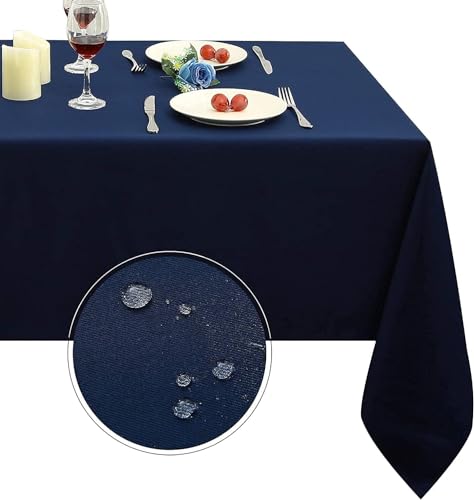 Obstal Rectangle Table Clothes for 8 Foot Rectangle Tables, Oil-Proof Spill-Proof and Water Resistance Tablecloth, Decorative Fabric Table Cover for Outdoor and Indoor Use (Navy Blue, 60 x 120 Inch)
