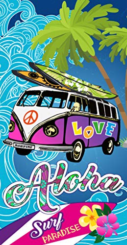 Miracle Home Aloha Microfibre Beach Towel, Multicoloured, 75 x 145 cm 15073