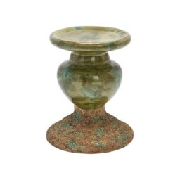 Creative Co-Op Two Tone Distressed Green Terracotta Sculpture Candle Holder