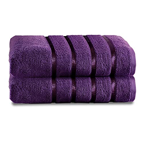 GC GAVENO CAVAILIA 500 GSM Luxury Bath Sheets, Extra Absorbent Premium Quality 2PK Large 100% Cotton Towels, Aubergine, 2PK