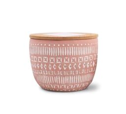 Paddywax Scented Candles Desert-Inspired Sonora Range Candle in Reusable Etched Concrete Pot with Wooden Lid, 283g - 3-Wick, Pepper & Pomelo