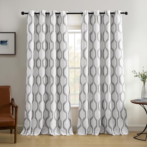 "Elrene Renzo Ikat Geometric Room-Darkening Window Curtain, Linen, Light Gray, 52"" W x 95"" L (Pack of 1)"