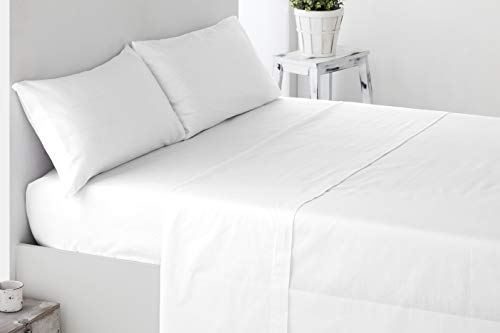 Miracle Home Soft and Comfortable Two Piece Cotton 50% Polyester White Bed 150cm 2
