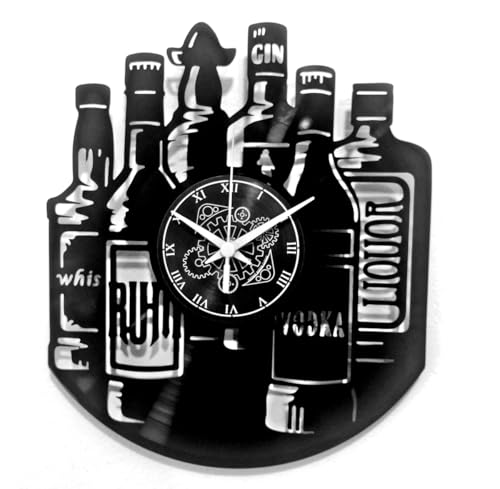Instant Karma Clocks - Liquor Bottle Wall Clock – Silent Non-Ticking Quartz – Bar Decor for Bartender, Pub, Home Bar, Lounge – Wall Decoration