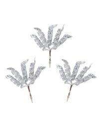 Set of 3 Silver Glitter Spiral Christmas Tree Picks, 18cm Sprays