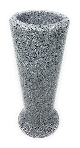 OPTIMUM Slim Memorial Cemetery Flower Vase - Plastic (Light Grey Granite) with Metal Ground Spike, Grave Marker, Decorations for Gravesite, Headstone Flowers Holder, Garden Lawn & Yard
