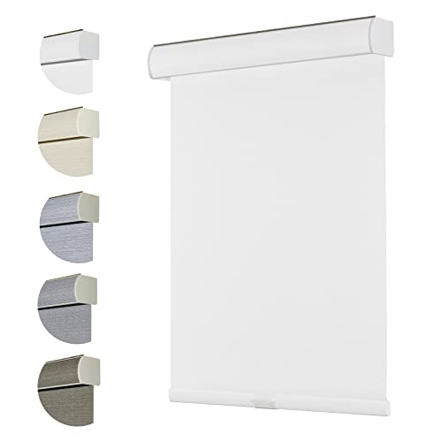 "Persilux Free-Stop Cordless Shades for Window Blinds 100% Blackout Roller Shades for Windows (White, 30""W x 72""H) Textured Fabric Thermal Insulated Roller Blinds for Windows Shades for Home, Bedroom"