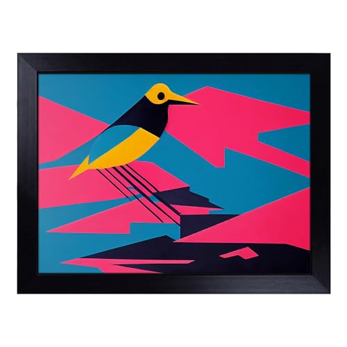 Lap Tray with Bean Bag Cushion, An Iconic Abstract Bird - Handmade in the UK, Raised Wooden Edge, Padded Cushion, Heat-Resistant Wipe-Clean Surface, for Meals, Laptops and Crafts